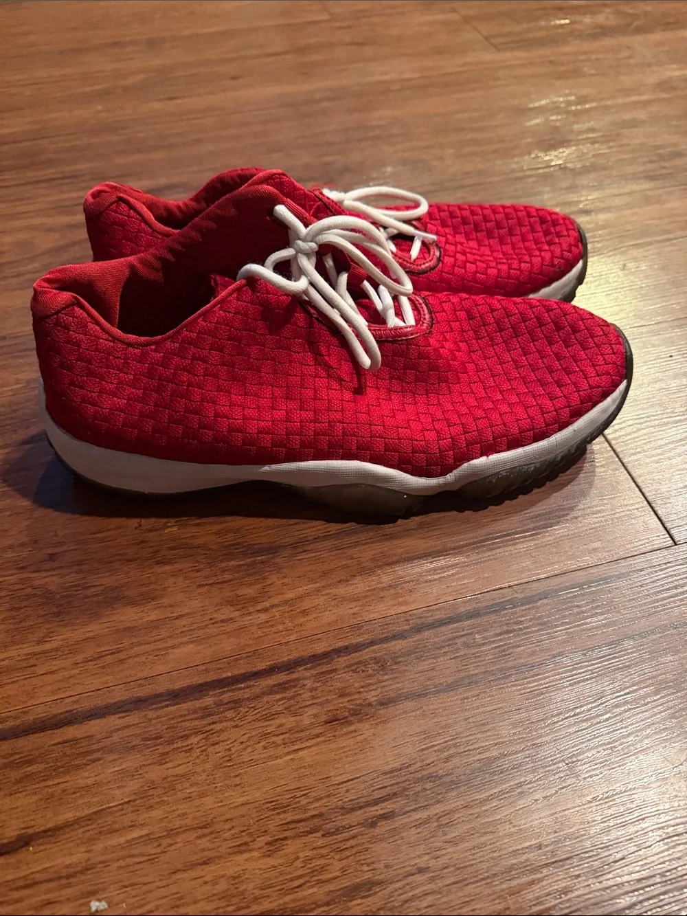 Jordan Men's Red Woven Athletic Shoes with White Laces